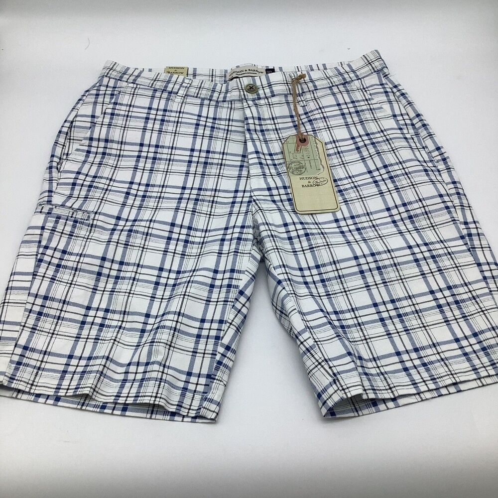 Hudson & Barrow Mens Plaid Chino Shorts Size 30 (Actual 32) NWT